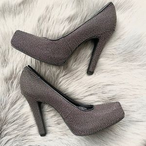 Gianni Bini Metallic Fabric Heels